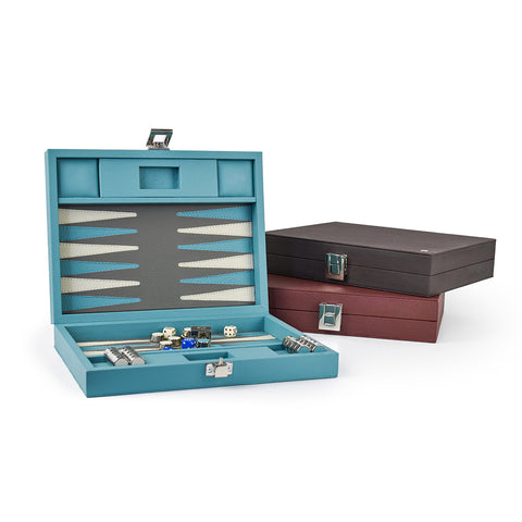 backgammon compacto de piel genuina