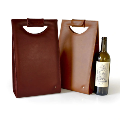 porta botellas de piel