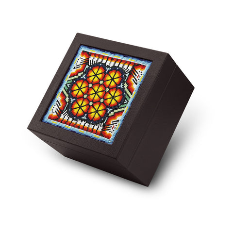 Caja de té 4 divisiones con huichol